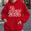 [Estilo Año Nuevo 2026] Sudadera con Capucha para Mujer (Estilo, con Cordón) Sudadera de forro polar Caballo Rojo