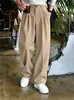 Pantalones de lino para hombre de alta calidad, transfronterizos, estilo retro americano, plisados, de pierna ancha, con un corte suelto y casual y un diseño de pierna recta, lo que los hace versátiles para varios atuendos.