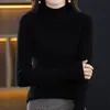 Nuevo Suéter de Lana Estilo Western para Mujer Otoño e Invierno Cuello Alto Medio Suéter Base Grueso Ajustado para Mujer Suéter Sin Costuras de Color Sólido