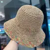 Chapéu de Pescador de Palha Feminino Verão Recortado Respirável Fresco Chapéu de Sol Estilo Viagem Férias Chapéu de Sol de Palha com Aba Larga Proteção Solar