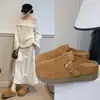 Zapatillas de casa cerradas estilo Birkenstock retro de suela gruesa y versátiles para mujer, nueva moda otoño 2026, sandalias Birkenstock sin cordones