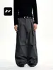 Pantalones Cargo de Pierna Recta Multibolsillos Estilo Streetwear Americano para Hombres y Mujeres, Pantalones Largos tipo Paracaídas de Corte Holgado con Diseño de Pliegues de Moda