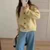 Cárdigan de Punto con Cuello Redondo Estilo Coreano Diseño Combinable Botón Love Girl 2024 Otoño e Invierno Nuevo Abrigo Suéter Top de Mujer