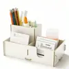 Portalápices de Madera Tallado a Mano Estilo Retro Almacenamiento Ecológico y Duradero Organizador de Papelería Escritorio de Estudio Caja Simple 27