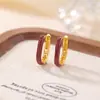 Brincos de Argola Geométricos com Clipe em Prata de Lei S925 Banhada a Ouro e Resina Yiluyin, Brincos de Prata Modernos e Versáteis