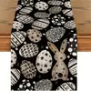 Camino de mesa popular transfronterizo de Pascua con estampados de conejos y huevos para decoración de restaurante y ambiente festivo - Bandera de mantel