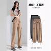 Pantalones Retro Delicados de Mecanismo de Relojería Cintura Alta Adelgazantes para Mujer Caída Pierna Ancha Casual Estilo Americano Deportivos con Cordón