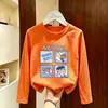 Camiseta básica de outono para meninos, top para bebê menino, roupas infantis da moda, camiseta estilosa de algodão puro com estampa de desenho animado para primavera e outono