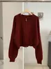 KEKEZOON Cardigan de Tricô com Gola Redonda, Cor Sólida, Ombro Caído e Zíper para Mulheres Outono Inverno Suéter Solto de Manga Longa Tendência 9298