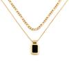 Especial Transfronterizo Europeo y Americano para Collar Colgante Apilado de Doble Capa Negro Retro Collar Avanzado para Mujer Francesa
