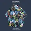Verano Nuevo Estilo Coreano Ins Estilo Hong Kong Retro Floral Delgado Camisa de Pareja Top Camisa Holgada de Manga Corta para Hombre Trendy