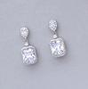 Hecheng Pendientes Rectangulares Exagerados de Circonita Moda Europea y Americana Pendientes Largos de Temperamento Pendientes de Plata de Ley Pendientes Directos de Fábrica