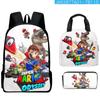 Nuevo Producto Transfronterizo Mario Mario Mochila para Estudiante Set de Tres Piezas Mochila Escolar Bolsa para el Almuerzo Mochila para Niños Estuche para Lápices