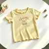 2026 Novo Verão Meninas Fofo e Doce Dopamina Manga Curta Seda de Gelo Versátil Top Camiseta para Bebês