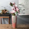 Jarrón de Cerámica Jingdezhen de 35CM Estilo Retro Decoración del Hogar-Estilo Silencioso Jarrón de Flores con Sauce Plateado Jarrón Hidropónico