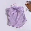 Colete Irregular com Decote Cadarço Estilo Coreano Verão para Mulheres Hot Girl com Bojo Alças Estilo Férias Top Sem Mangas Sem Costas