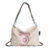 Bolso de Mano con Bordado Pesado de Gato Bolso Tote de Nylon para Mujer Estilo Japonés Salida Casual Viaje al Trabajo Cruzado Versátil Bolso de Hombro