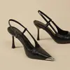 Colección Nueva de Verano 2026: Zapatos de tacón alto para mujer con punta fina, bloques de color, tacón de aguja, espalda descubierta, versátiles, elegantes, de aspecto de hada, artísticos y delicados