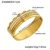 Acero Inoxidable Súper Brillante Zircón 5A Cadena Geométrica Nk Pulsera Abierta Combinación de Pulsera Estilo Lujo Ligero Exagerado Chapada en Oro Real de 18K