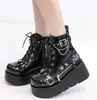 Botines Martin Originales Night Knight para chica popular, suela gruesa, punta redonda, super geniales, hebilla, cordones decorativos, Botines Martin