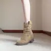 Botas de camurça empilhadas estilo coreano da moda e estilosas para outono e inverno 2026, botas cowboy western que aumentam a altura, botas curtas da moda
