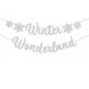 Conjunto de guirlanda de floco de neve e bandeiras mais vendido internacionalmente, decorações suspensas para montagem de cena de festa com tema de inverno, banner atacado