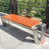 Sillas de Parque de Acero Inoxidable, Bancos para Exteriores, Bancos Comunitarios, Asientos para Centros Comerciales, Bancos Descansapiés de Madera Anticorrosión, Sillas, Taburetes