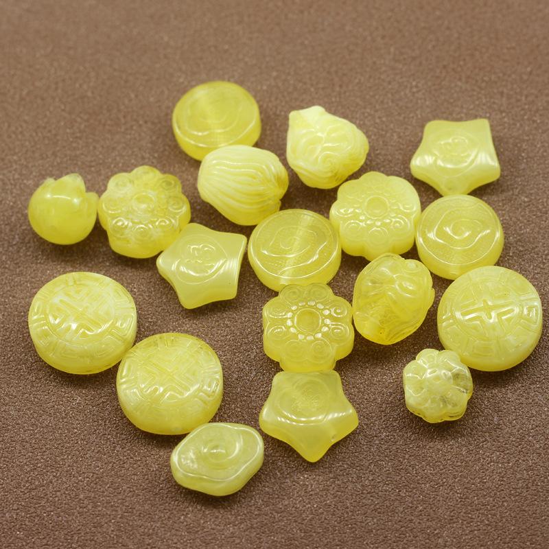 合成蜜蜡祥云花朵隔珠二代蜜蜡美人鱼小配件配饰散珠DIY手链配