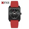 Reloj para Mujer Ofns con Marcadores de Tachuelas, Forma Cuadrada, Reloj de Cuarzo, Correa de Silicona, Ligero, Sencillo, Resistente al Agua, Suministro Directo