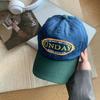 Gorra de béisbol de diseño retro con costuras de contraste de color, visera, para mujer, que estiliza el rostro, pequeña, popular en internet, para protección solar en exteriores en verano.