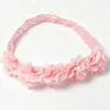 Faixa de cabelo infantil europeia e americana, faixa de cabelo elástica de chiffon com flores, acessórios de cabelo artesanais, 3 faixas de cabeça de flores solúveis em água com pérolas