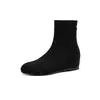 2026 Novas Botas de Tornozelo de Veludo com Bico Redondo Aumentando a Altura 4cm para Mulheres Botas de Tornozelo com Veludo Interno Emagrecimento Botas Temperamento Versátil Elásticas Botas