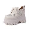 Zapatos deportivos casuales de malla transpirable de 12 cm de altura oculta, zapatos de plataforma de suela gruesa, zapatos de mujer de tacón alto de cuero fino pequeño
