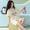 [Algodón Puro] Nuevo Pijama de Verano 2026 para Mujer, Conjunto Lindo de Pingüino con Mangas Cortas y Shorts para el Hogar, Cuello Redondo