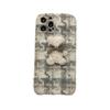 Pelúcia de Urso Outono e Inverno para Capa de Celular Apple 16promax Pied-de-poule iPhone15 Japão e Coreia 14/13/12