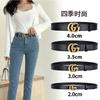 Cinto Feminino, Cinto de Couro Wenzhou, Letra G Dupla, Feito à Mão, Estilo Celebridade da Internet, Versátil, Sensação de Luxo, Cinto de Cintura Feminino