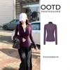 Chaqueta de Yoga Azul Ajustada con Cuello Alto para Mujer 2026 Otoño Nuevo Estilo Cintura Ceñida Corta Deportiva Fitness Casual