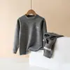 Ropa interior térmica para niños de cuello medio para otoño e invierno, traje para el hogar colorido, suave lijado a doble cara, ropa de otoño suave para niños y niñas