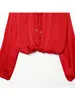 Moda Marca Z Transfronteriza Satén de Seda Ropa para Mujer Estilo de Venta Caliente Aliexpress Camisa Texturizada Estilo Europeo y Americano Globo Rojo Dulce Za