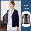 Suéter de enfermeira feminino com forro de fleece, casaco cardigã espesso, outono e inverno, azul escuro, suéter quente, roupas de enfermeira, macacão