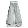 Calça de moletom OREETA estilo americano com estampa de estrelas, solta, perna larga, para homens e mulheres, joggers versáteis vintage com cintura elástica curva