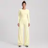 Conjunto de Ropa de Yoga Transfronterizo Ajustado Secado Rápido Camiseta de Manga Larga Top Correr al Aire Libre Fitness Pantalones Rectos Sueltos Conjunto