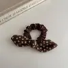 Scrunchie Color Blocking Amarelo Cor de Café da Moda para Meninas, Presilha Lateral de Franja de Alta Qualidade, Ornamento de Coque para Cabelo