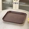 Bandeja com Textura de Madeira Sintética, Bandeja de Chá Retangular de Plástico, Prato de Jantar, Bandeja de Armazenamento para Copos de Água Domésticos, Prato de Pão para Café