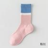 Calcetines de algodón hasta media pantorrilla 95% algodón primavera y verano calcetines de algodón para mujer algodón peinado calcetines deportivos combinación de colores a rayas calcetines de rizo sin costuras