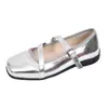 Sapatos Mary Jane rasos de couro macio com tira cruzada, sapatos simples de bico quadrado estilo francês 2026 para mulheres, elegantes, casuais, versáteis