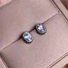 Brincos de Topázio Prata S925 Incrustados Simples para o Dia a Dia Feminino Tesouro Colorido Cristal Simples Versátil Joia de Orelha Moda Ol