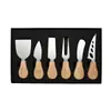 Kit de herramientas para pastel de pizza de queso transfronterizo, cuchillo, tenedor, pala, espátula para mantequilla, mango de madera, cuchillo de queso de acero inoxidable