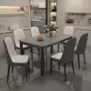 Mesa de comedor de losa de roca, diseño simple y elegante, adecuada para uso doméstico, forma rectangular, ideal para apartamentos pequeños, juego de mesa y sillas de comedor