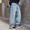 Pantalones Vaqueros Rasgados Pintados Estilo Graffiti Callejero Americano para Hombres y Mujeres Pierna Recta Sueltos Lavados Marca de Moda Hip-Hop Verano 2025